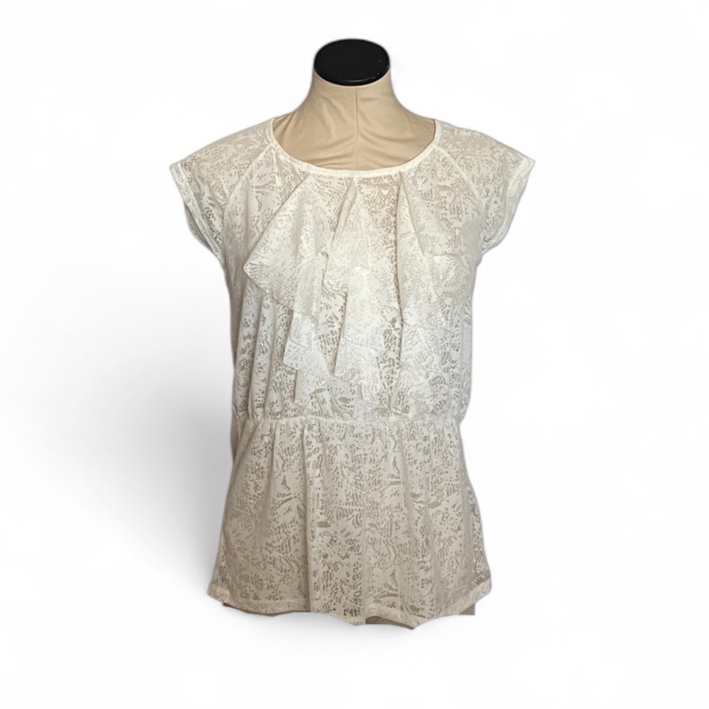 The Limited Cream Peplum Lace Women's Top